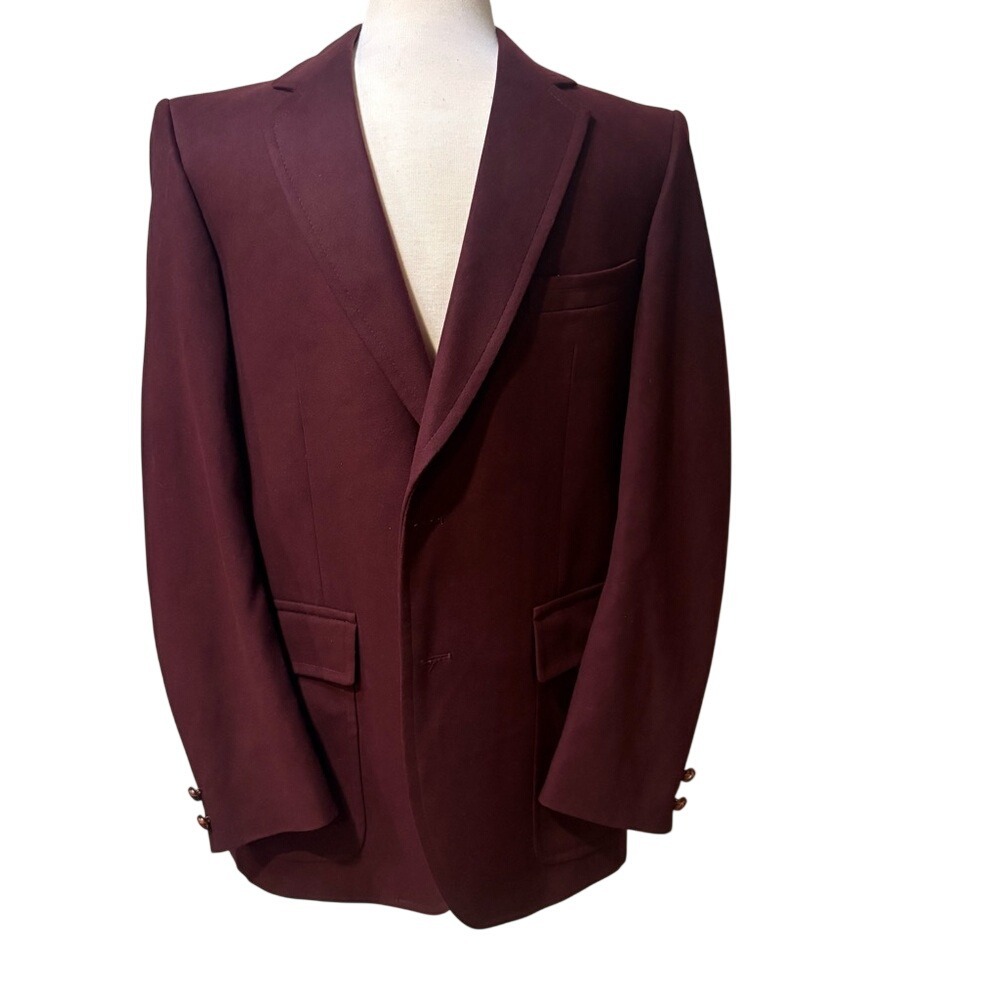 Vintage David‎ Barclay Burgundy Blazer Jacket Mens 42 Reg Canadian Clothiers